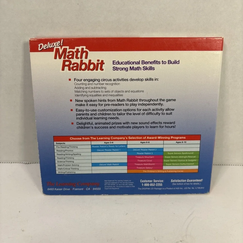 Deluxe! Math Rabbit PC CD‑ROM 1997 Ages 4‑7 Educational Game - The Learning Comp